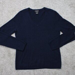 Lord & Taylor Sweater Mens Medium Blue 100% Cashmere V-Neck Long Sleeve Pullover